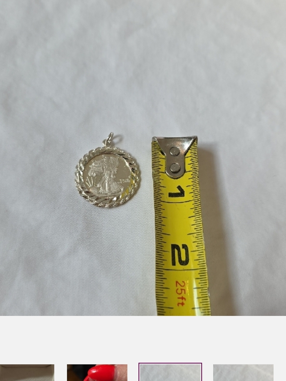 NWOT 2000 Walking Liberty Sterling Silver Coin Pendant - Picture 5 of 7